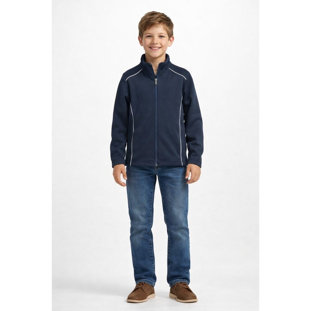 LANDS END Kids Boys Fleece Jacket MEDIUM Blue Full Zip Athletic Lightweight